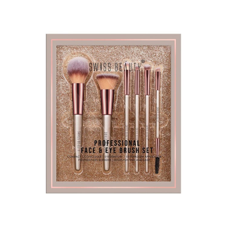 Swiss Beauty Professional Face & Eye Brush - Set of 6 (6 pcs)