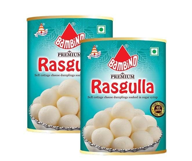 Bambino Ready to Eat Rasgulla 1 Kg Tin X Pack of 2