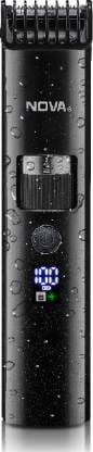 NOVA NHT 1100 Digital Waterproof Trimmer 200 min Runtime 60 Length Settings  (Black)