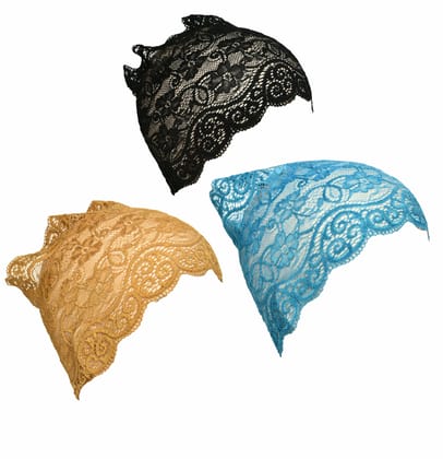 Girls and Womens Hijab Cap Hijab Headband, Under Hijab Scarf Black Golden and Light Blue Naqab Head Scarf (3 pcs)