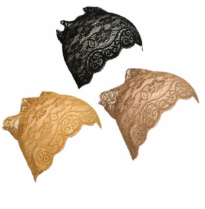 Girls and Womens Hijab Cap Hijab Headband, Under Hijab Scarf Black Golden and Light Brown Naqab Head Scarf (3 pcs)