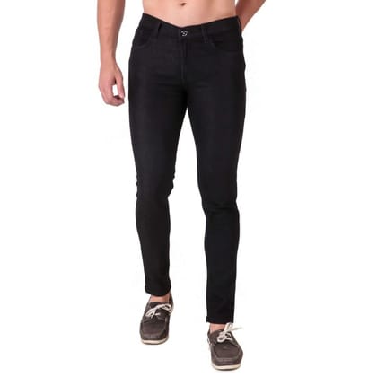 Men's Slim Fit Denim Mid Rise Stretchable Jeans (Black, 30)-PID42901