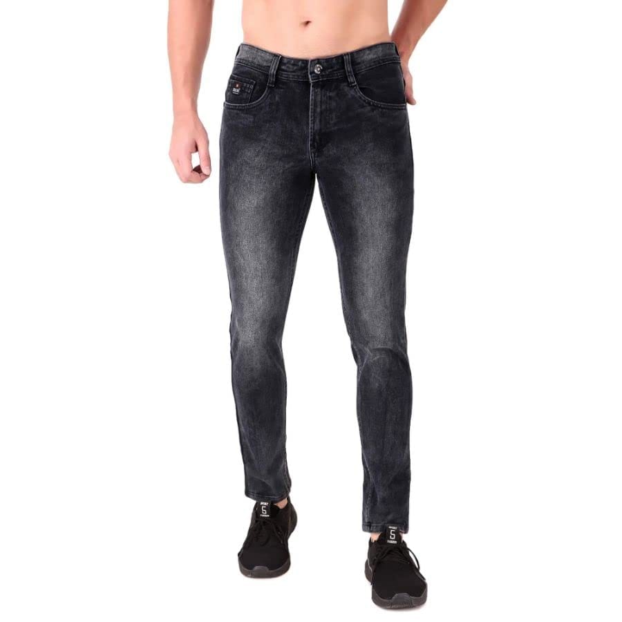 Men's Slim Fit Denim Low Rise Jeans (Black, 34)-PID42906