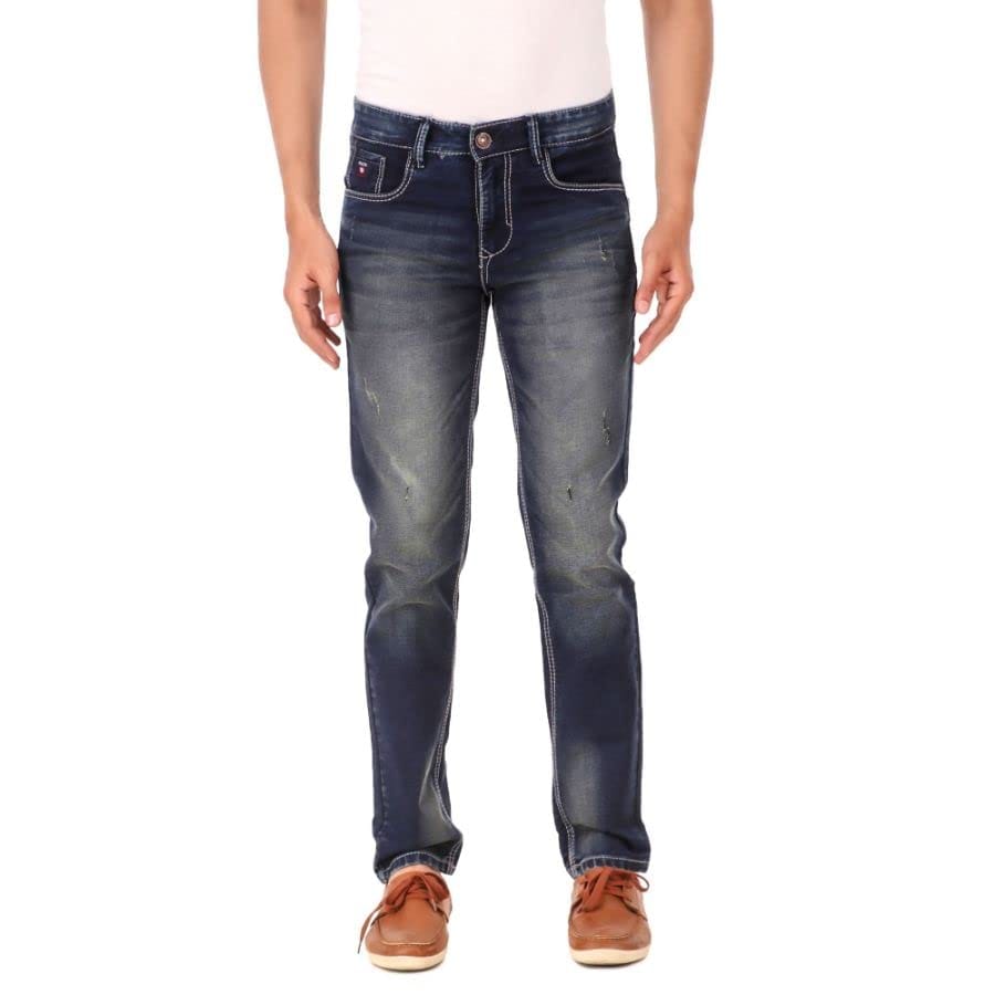 Men's Slim Fit Denim Mid Rise Stretchable Jeans (Blue, 30)-PID42896