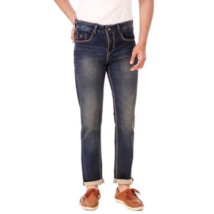 Men's Slim Fit Denim Mid Rise Jeans (Blue, 30)-PID42897