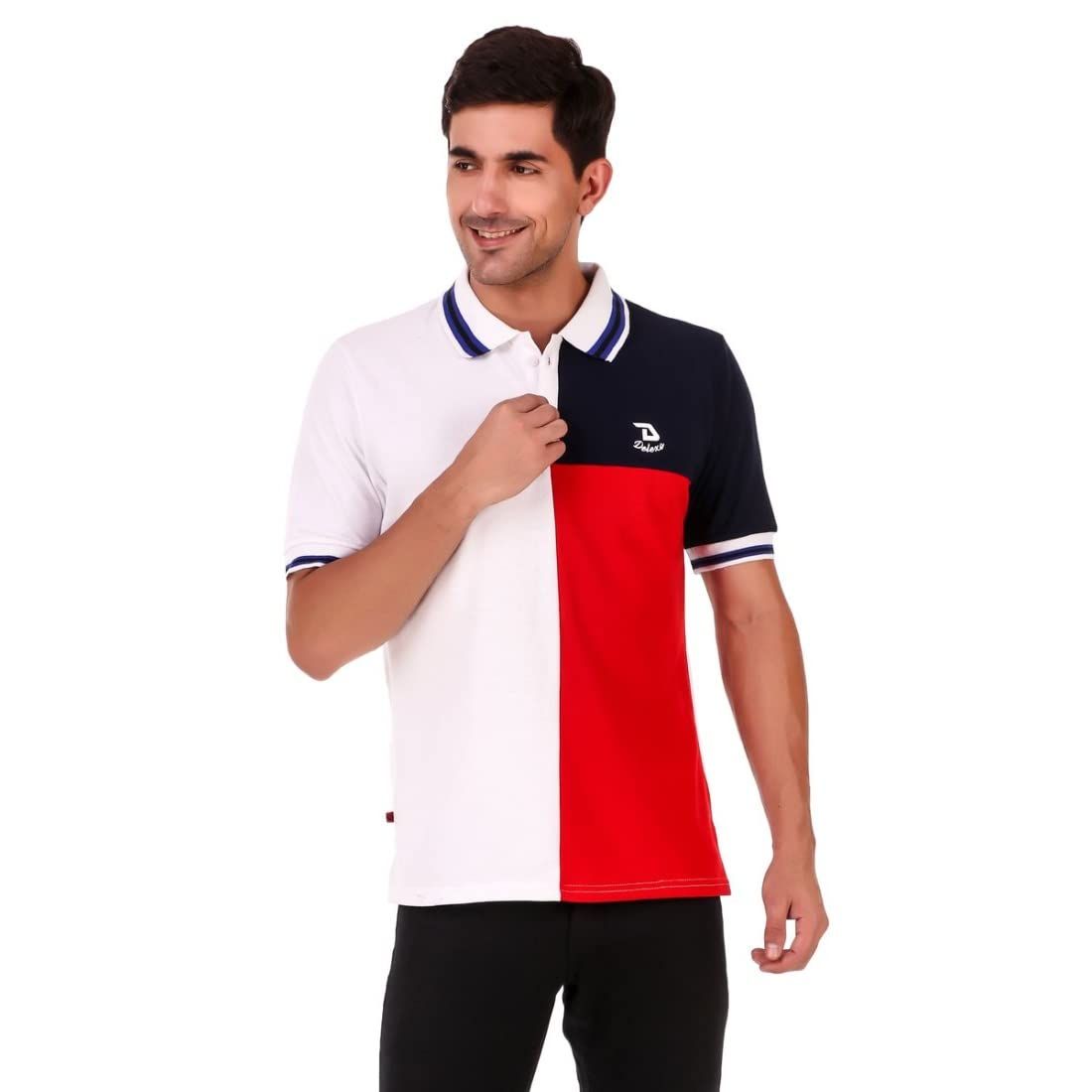 Men's Cotton Blend Half Sleeve Polo Tshirt (White, M)-PID43502