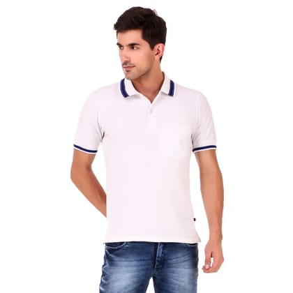 Men's Cotton Blend Half Sleeve Polo Tshirt (White, M)-PID43510