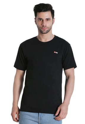 Men's Cotton Jersey Round Neck Plain Tshirt (Black, Size: M)-PID43001