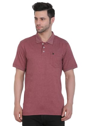 Men's Poly Viscose Polo Plain Tshirt (Maroon Melange, Size: M)-PID43040