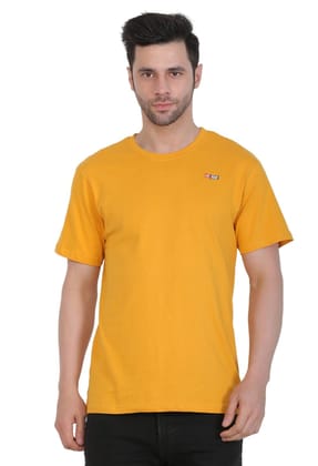 Men's Cotton Jersey Round Neck Plain Tshirt (Mustard Yellow, Size: M)-PID43008
