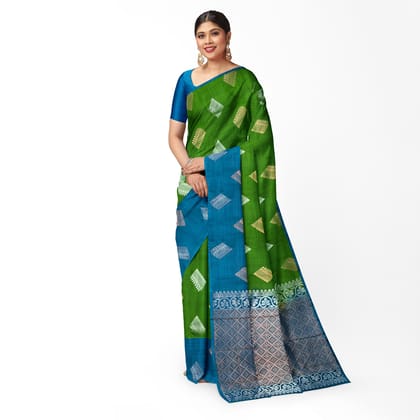 Dark Green Color Fancy Butta Kanjivaram Pure Silk Saree