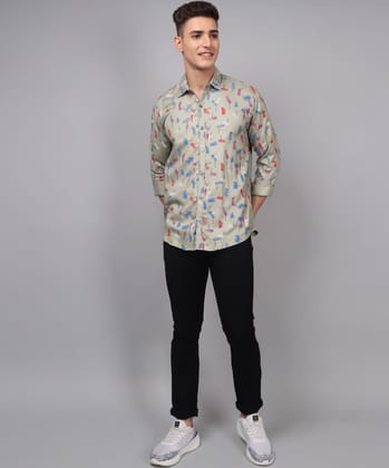 Cotton Multi Colored Printed Men's Shirt