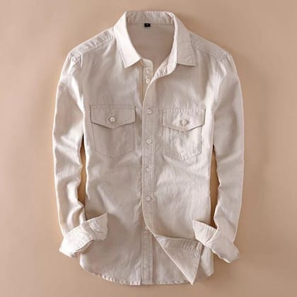 Men's Double Pocket Cream Shirt