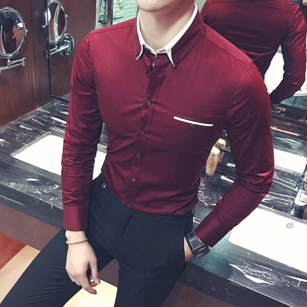 Designer Maroon Men's Shirt