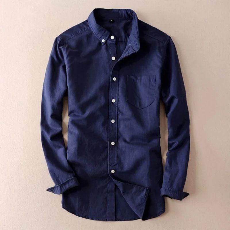 Navy Linen Cotton Shirt for Men