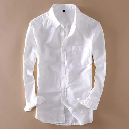 White Linen Cotton Men's Shirt