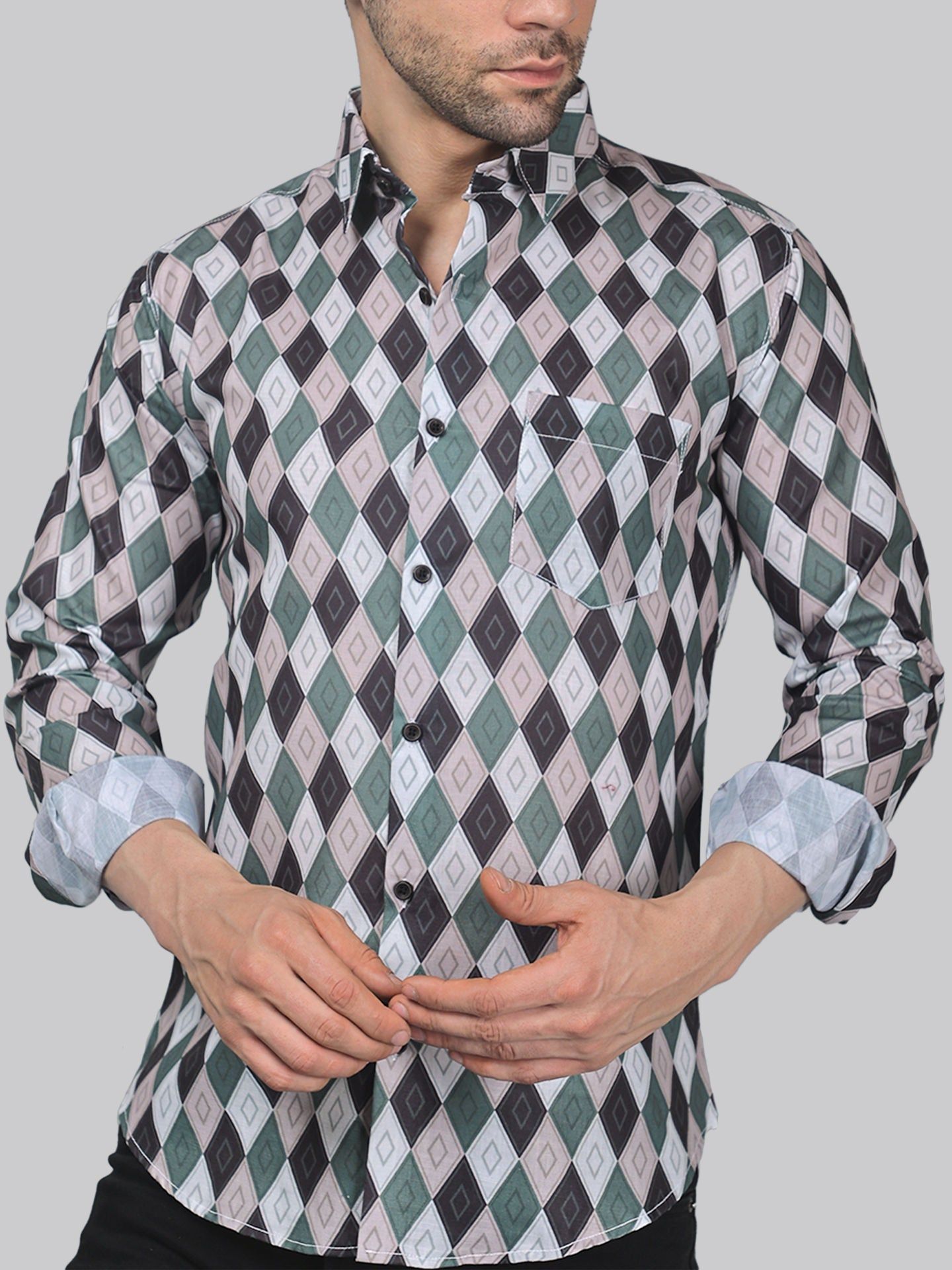 Preppy Men's Printed Shirt