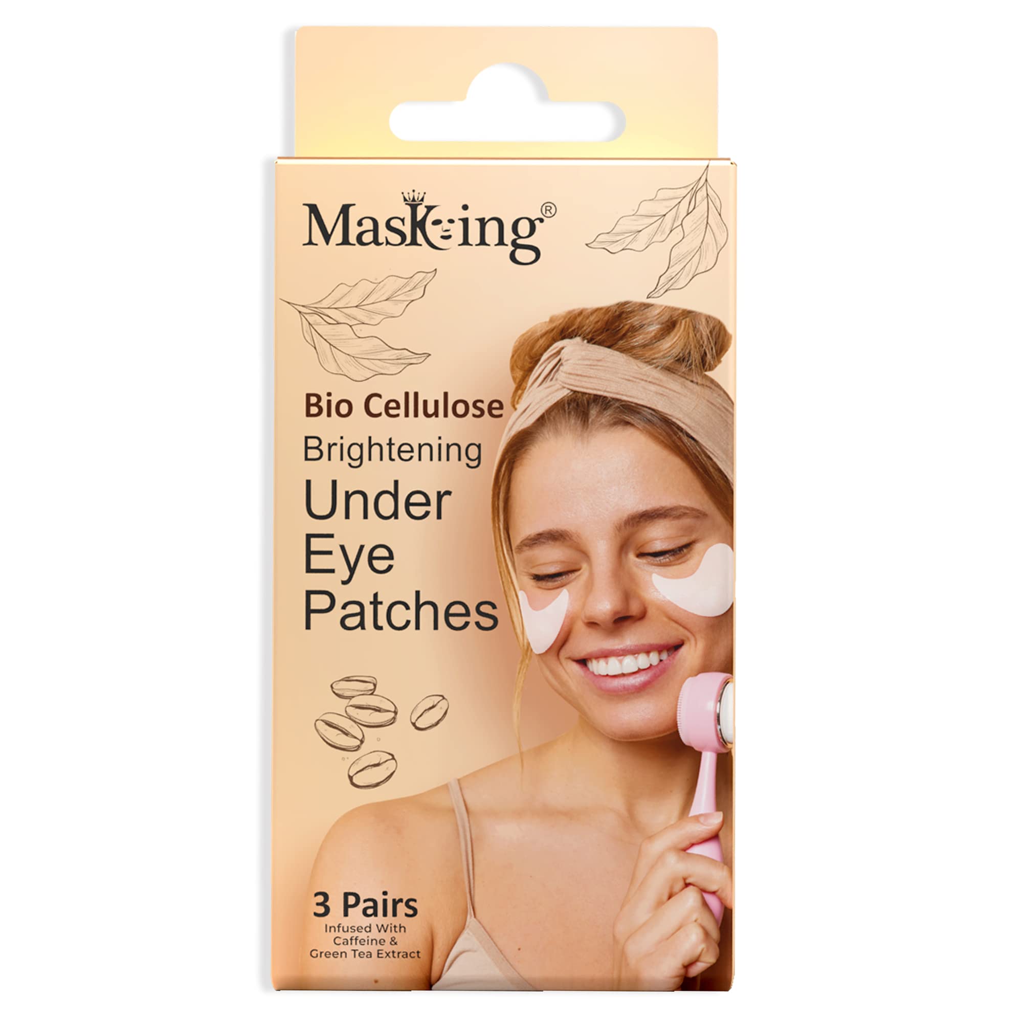 Masking Bio cellulose Under Eye Patches, Under eye Mask for Dark Circles with Caffeine and Green Tea (3 Pairs) Pack 01