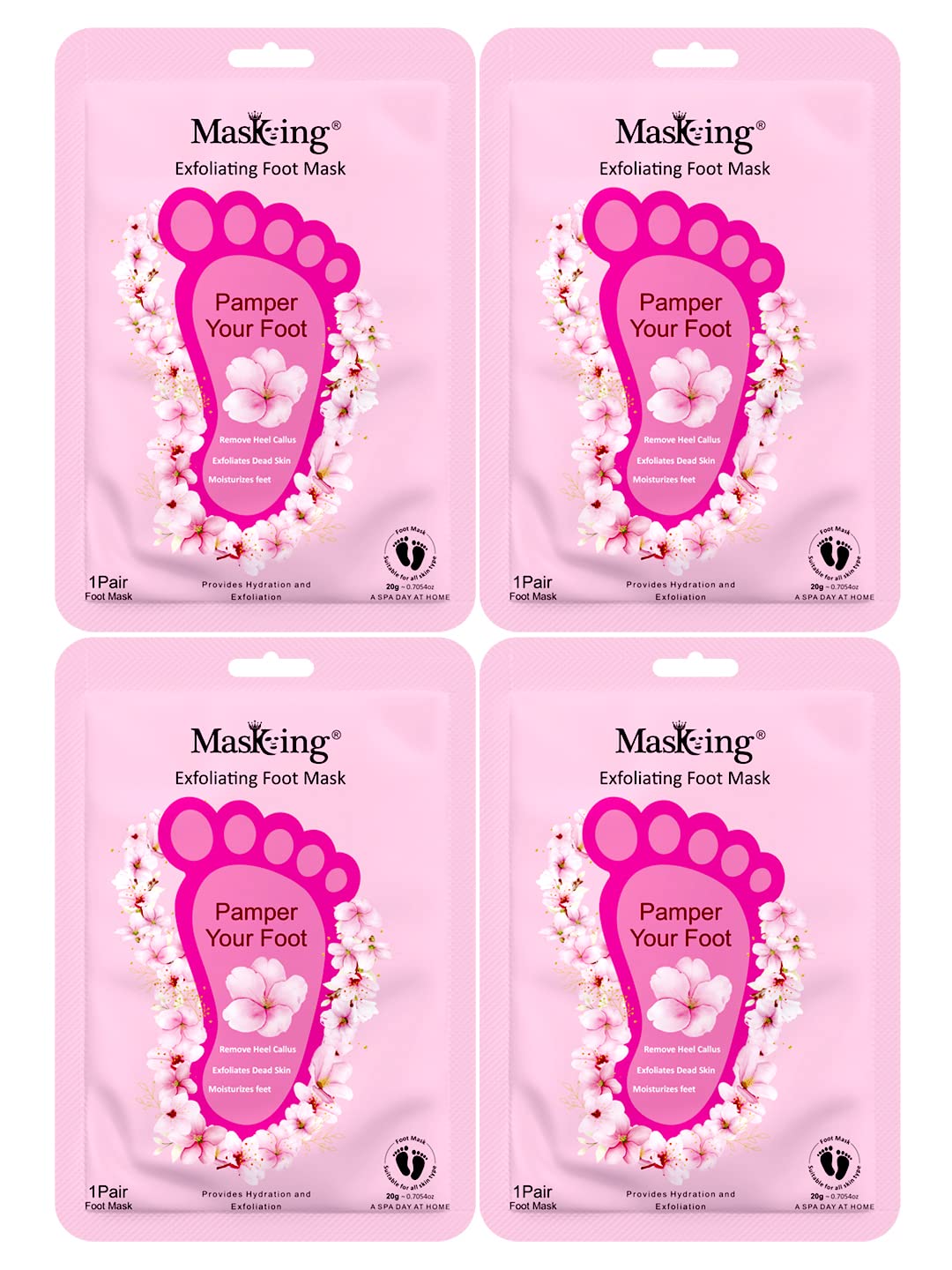 Masking foot Hydrating, Deep Moisturizing and Exfoliating Foot Mask for Smooth and Silky Foot (Pack 4) 20g