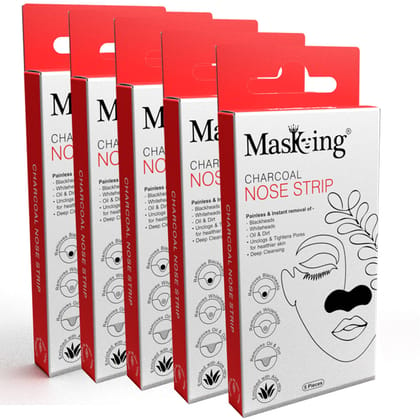 MASKING skin Charcoal Nose Strip for Blackheads Remover for Women, Men (Pack of 5) 25 Strips