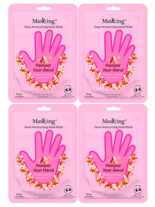 Masking Hand Hydration Gloves for Deep Moisturising, Hydration & Nourishment, Brightening, remove dull, dry skin, Spa at Home, Hand Mask for Soft and Silky Hands 80g (pack of 4)