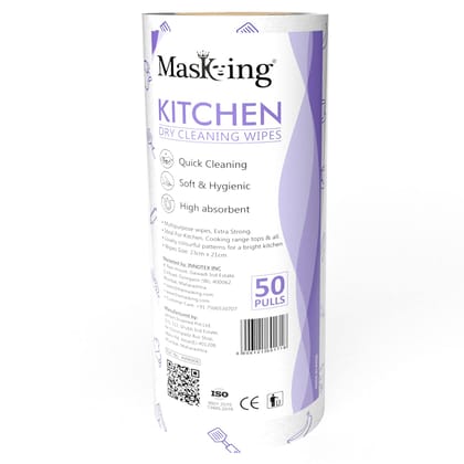 Masking Super Soft Colorful Pattern Non-Woven Kitchen Cleaning Tissue Roll| Paper Towel |High Absorbent Wipe for Cleaning, Each Roll 50 Pulls - 1 ROLL (Purple)