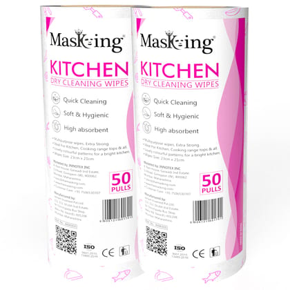 Masking Super Soft Colorful Pattern Non-Woven Kitchen Cleaning Tissue Roll| Paper Towel |High Absorbent Wipe for Cleaning,Pink Each Roll 50 Pulls - 2 ROLLS