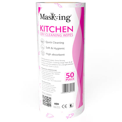 Masking Super Soft Colorful Pattern Non-Woven Kitchen Cleaning Tissue Roll| Paper Towel |High Absorbent Wipe for Cleaning,Pink Each Roll 50 Pulls - 1 ROLL