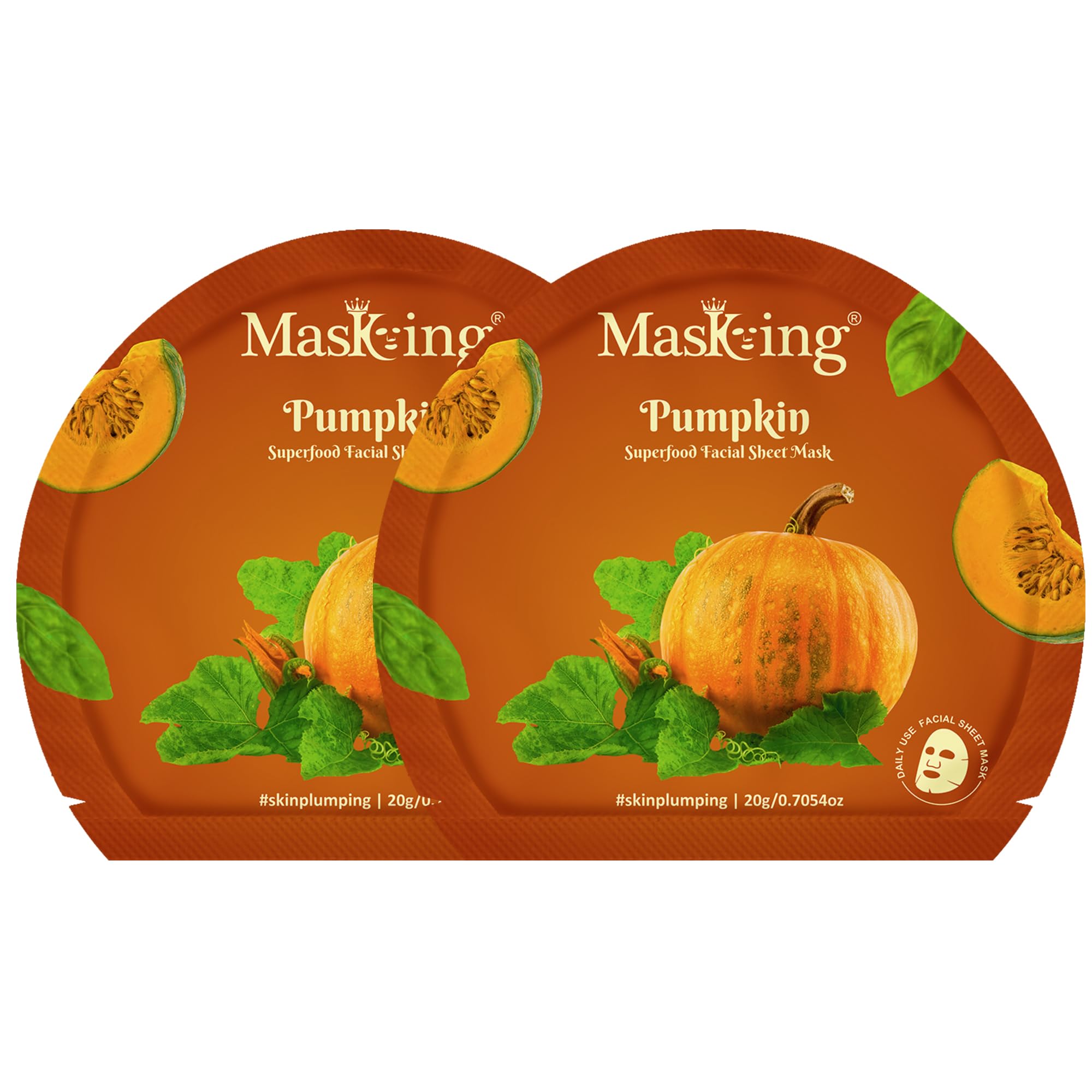 Superfood Pumpkin facial sheet mask for glowing Skin and Hydrating, Pack of 2