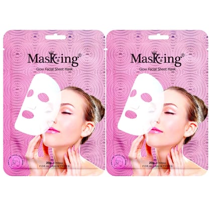 Sheet mask for glowing skin - Glow Facial Sheet Mask for Skin Brightening and Lightening Suitable All Skin Type Pack of 02 (20g Each)