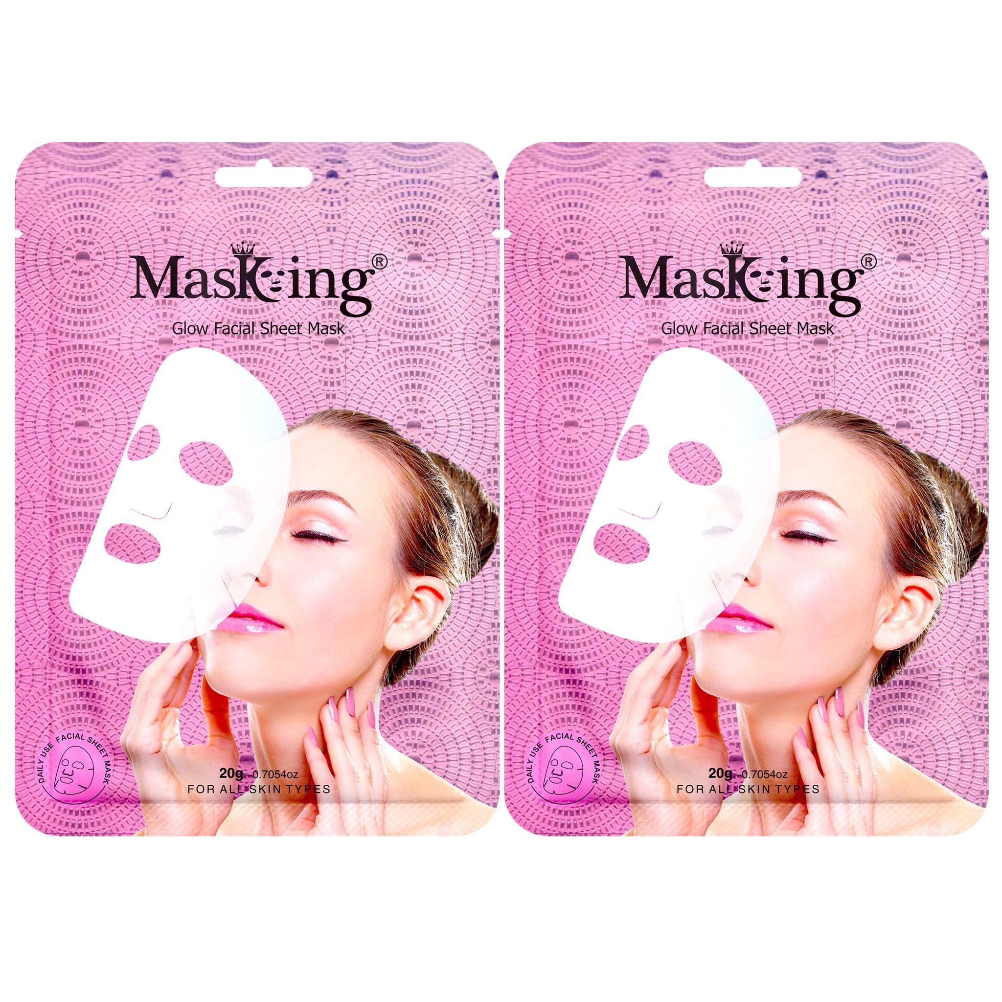 Sheet mask for glowing skin - Glow Facial Sheet Mask for Skin Brightening and Lightening Suitable All Skin Type Pack of 02 (20g Each)