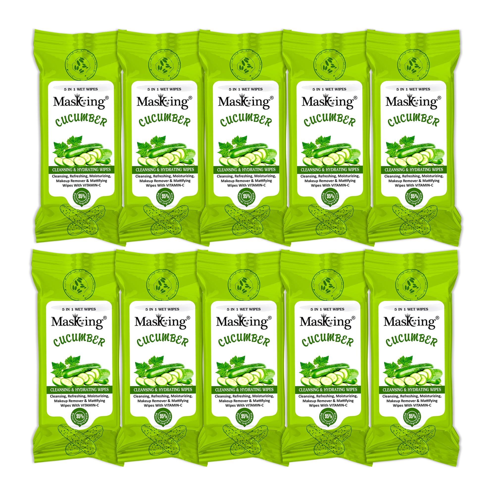 Masking Refreshing Wet Wipes For adults | Daily use for Makeup Remover | Travel Wipes for women and man for Face hand and body cleaning with Aloe Vera & Vitamin E | For All Skin Types| No Alcohol | No Parabens Combo of Pack 10 (80 Wipe)