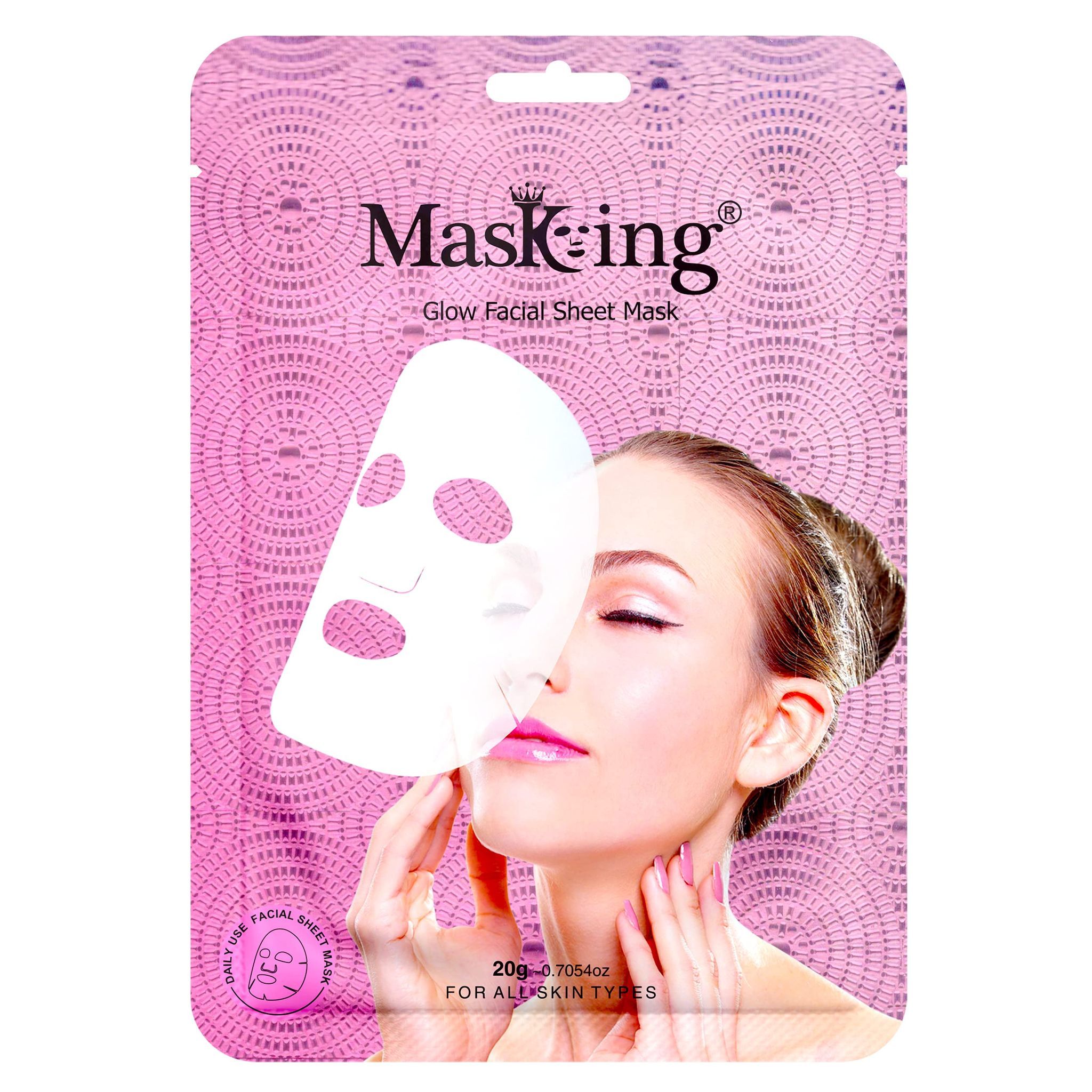 Sheet mask for glowing skin - Glow Facial Sheet Mask for Skin Brightening and Lightening Suitable All Skin Type Pack of 01 (20g Each)