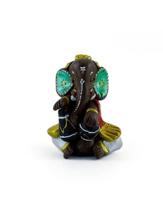 Multicolour Painted Terracotta Vinayaka Showpiece