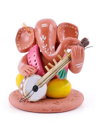 Multicoloured Handcrafted Ganpati with Sitar.