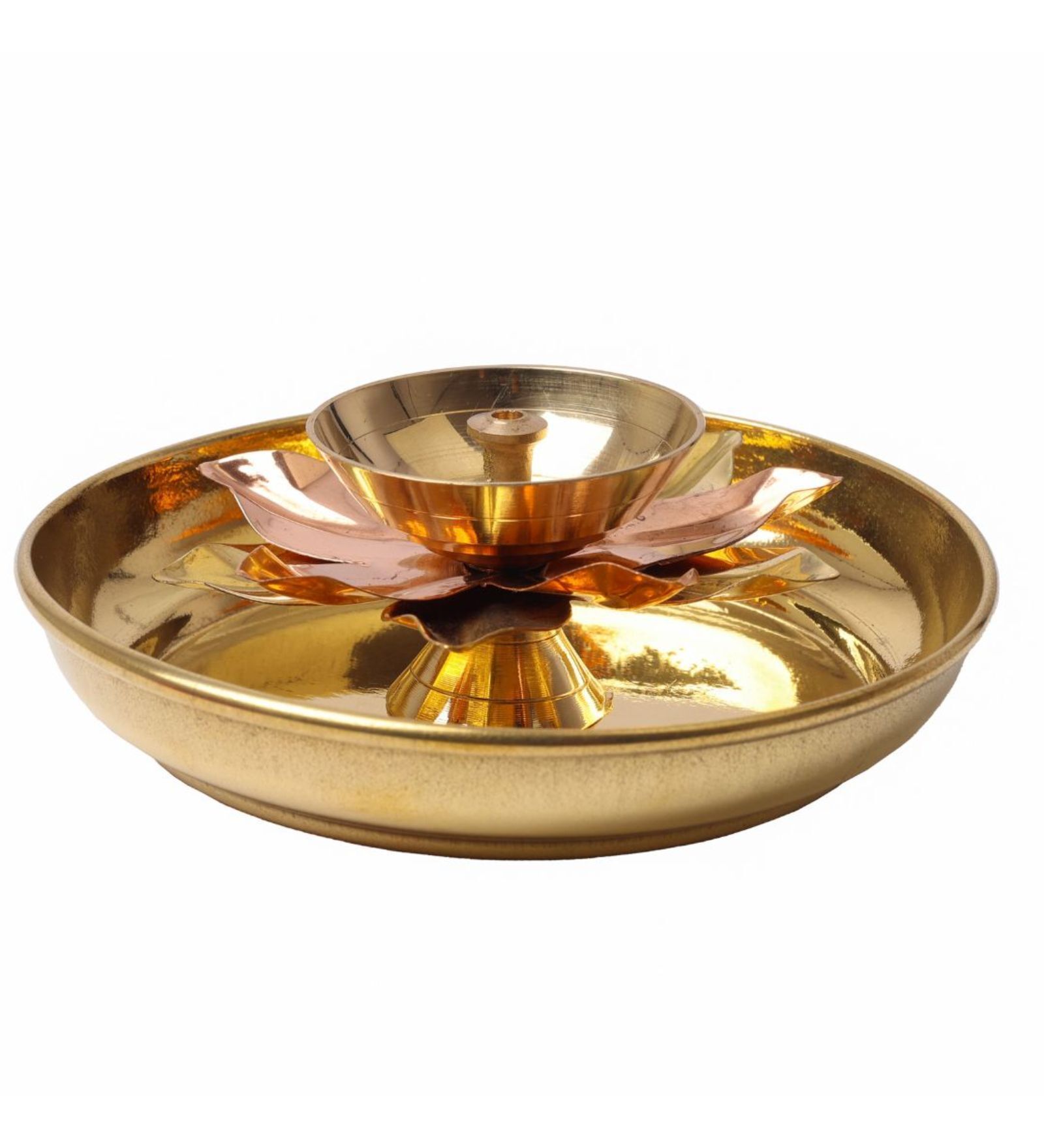 BulkySanta Brass Plate with Diya || Brass Lotus Diya Small || Brass Plate 4 inches (Without Gift Box)