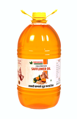 Shreekrishna Cold / Wood Pressed Organic Safflower(Kardai) Oil 5 Litre (100% Safflower Oil | Kacchi Ghani / Chekku)