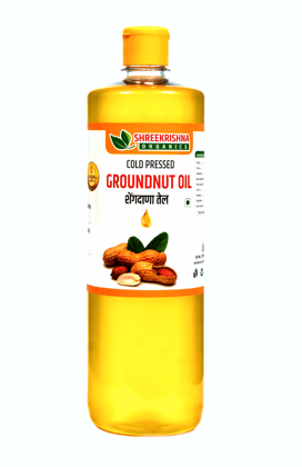 Shreekrishna Cold / Wood Pressed Organic Groundnut Oil 1 Litre (100% Groundnut Oil | Kacchi Ghani / Chekku)