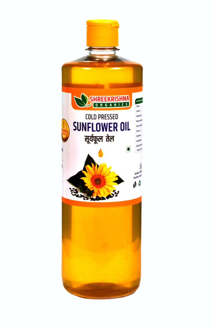 Shreekrishna Cold / Wood Pressed Organic Sunflower Oil 1 Litre (100% Sunflower Oil | Kacchi Ghani / Chekku)