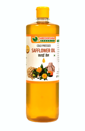 Shreekrishna Cold / Wood Pressed Organic Safflower(Kardai) Oil 1 Litre (100% Safflower Oil | Kacchi Ghani / Chekku)