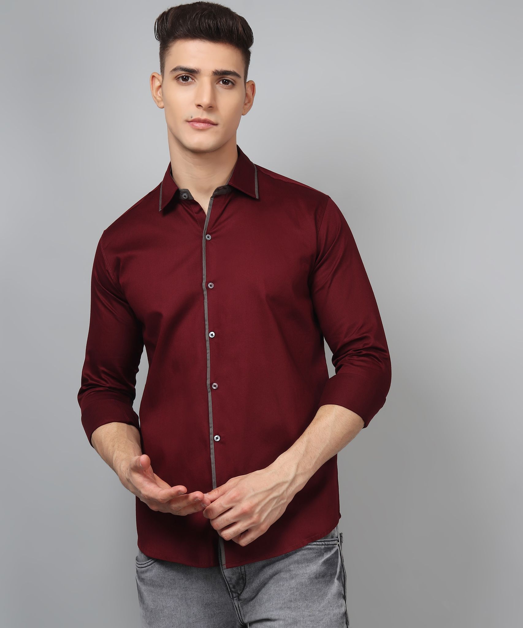 Luxe PartyWear WineRed Shirt