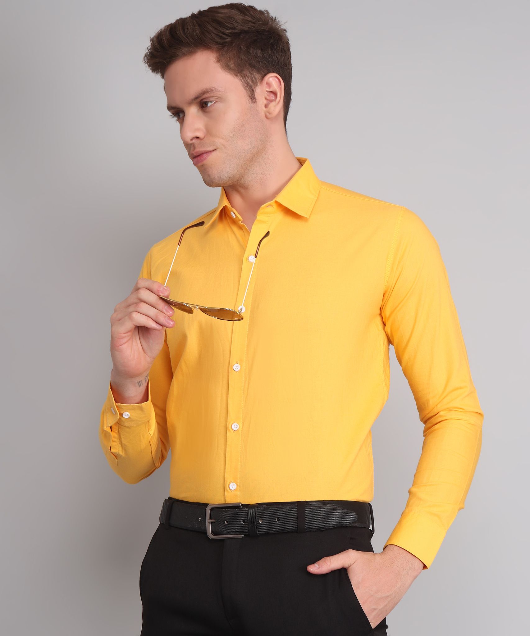 Yellow Men's Business Shirt