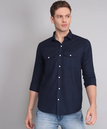 Navy Double Pocket Shirt