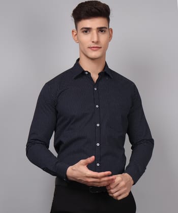 Dot Printed Navy Blue Men's Shirt