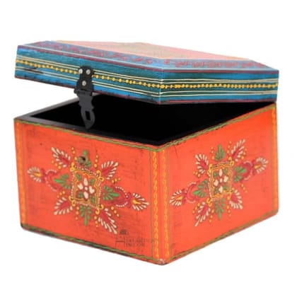 Wooden Painted Box Decor, Multicolour Jewellery Box