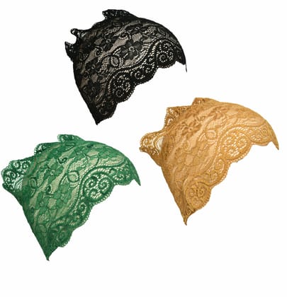 Girls and Womens Hijab Cap Hijab Headband, Under Hijab Scarf Black Green and Golden Naqab Head Scarf (3 pcs)