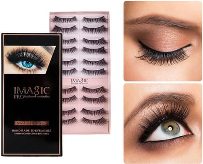 Imagic Professional Synthetic Fibers Reusable False Eyelashes  Pack of 10 Pairs