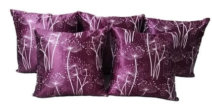 Cushion Cover/Pillowcase/Throw Pillow Cover 14x14 inches (35x35 cm), Pack of 5 Pcs. Latest Stylish Modern Decorative Purple White 3D Premium Silk