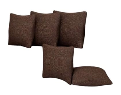 Sophisticated Sweetness: Chocolaty Jute Cushion Cover Set - 14x14 inch (35X35 cm) - Pack of 5 with Zipper Closure