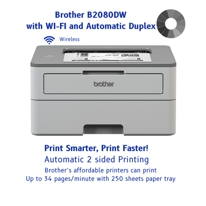 Brother HL-B2080DW: High-Speed, Wireless, and Eco-Friendly Mono Laser Printer - Boost Productivity in Style